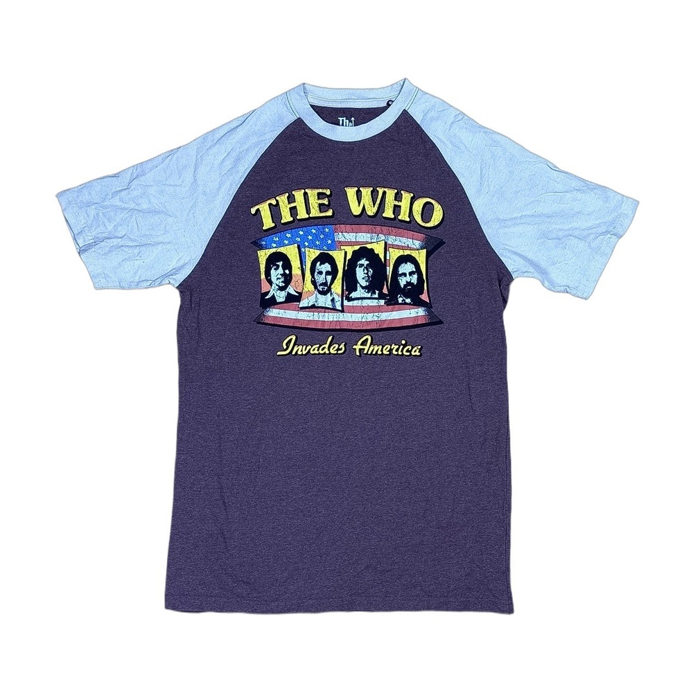 The Who Graphic T-Shirt Mens Medium Purple Blue Excellent Raglan Band Tee